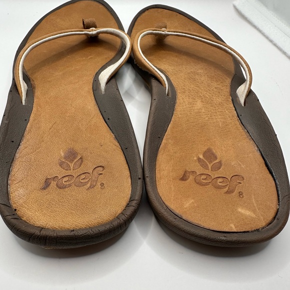 Reef Women's Brown Leather Flip Flops - Picture 2 of 5